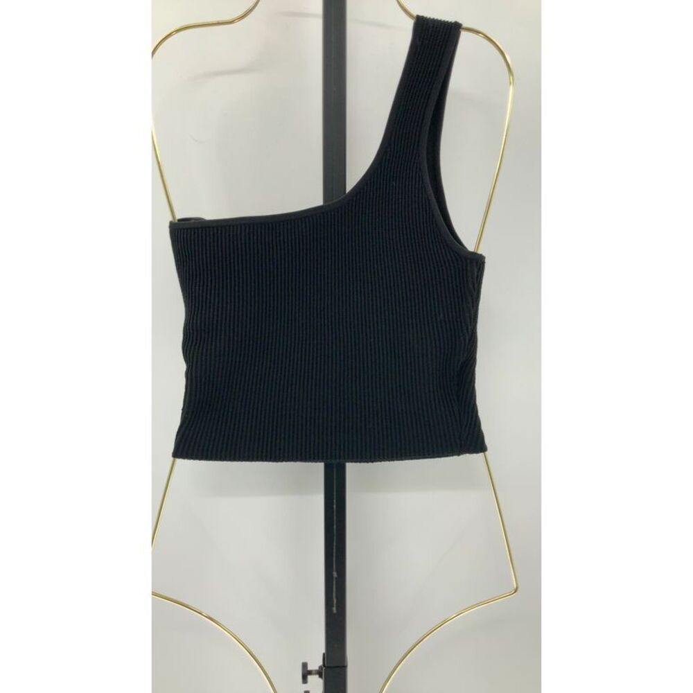 NWT Quince Black One-Shoulder Ribbed Tank shirt - Picture 2 of 3